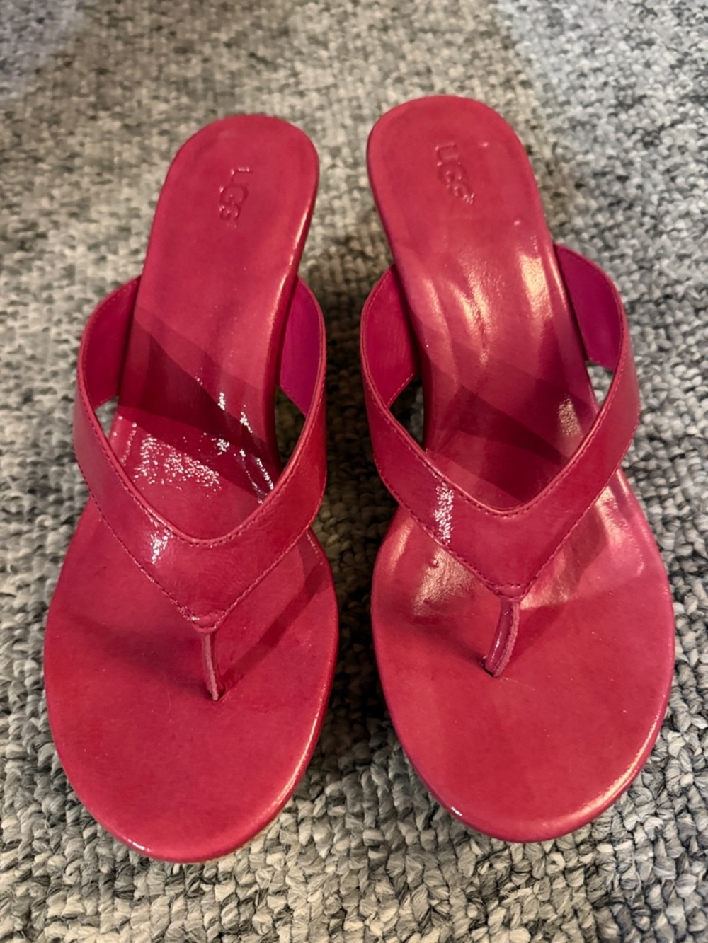 UGG Nastassia Hot Pink Cork Wedge Flip Flops Size 8 NWOT - Picture 3 of 6